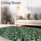 Abstract Swirl Emerald Botanical Rug
