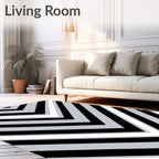 Modern Geometric Black Gray Chevron Rug