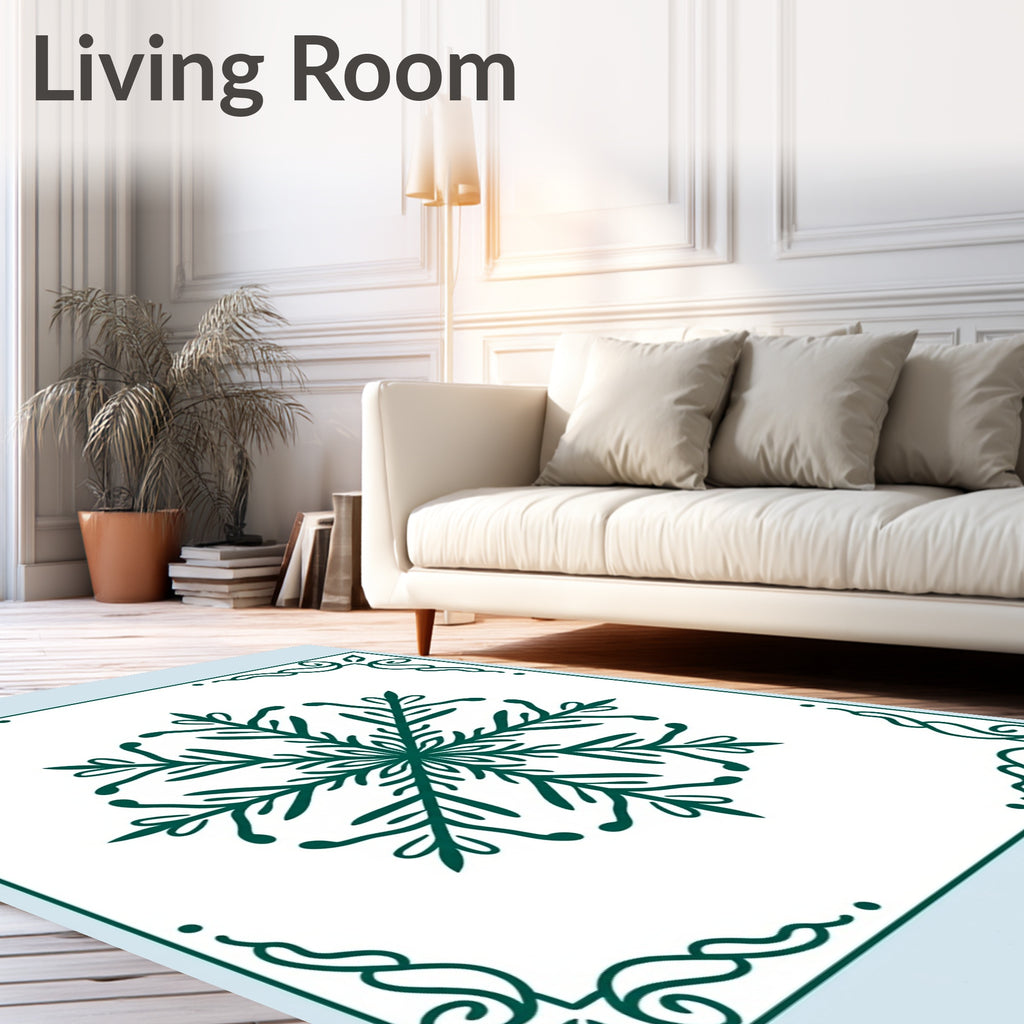 Deep Green Snowflake Corner Medallion Rug