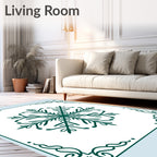 Deep Green Snowflake Corner Medallion Rug