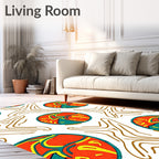 Abstract Crimson Turquoise Starburst Rug
