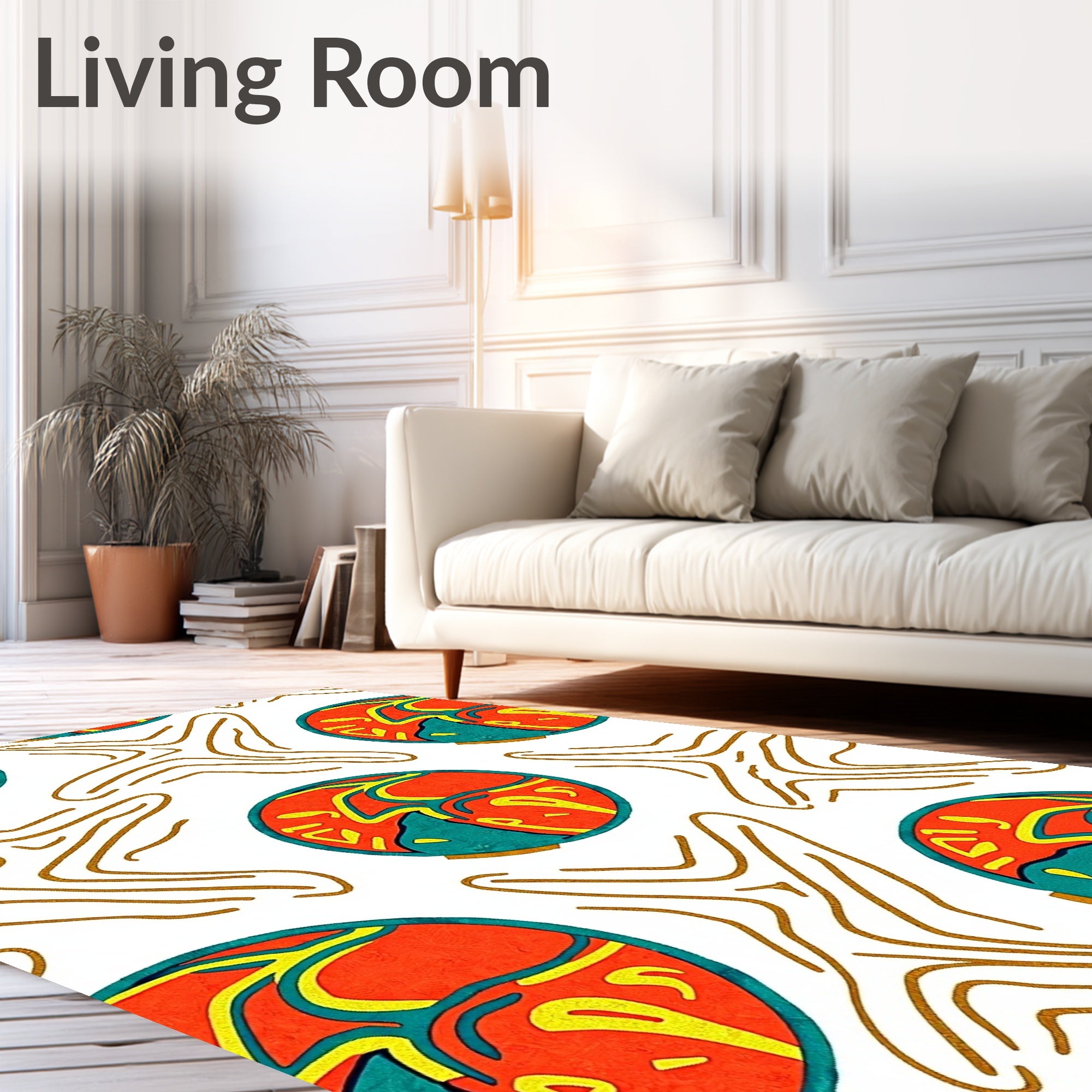 Abstract Crimson Turquoise Starburst Rug