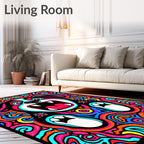 Psychedelic Dog Face Swirls Rug
