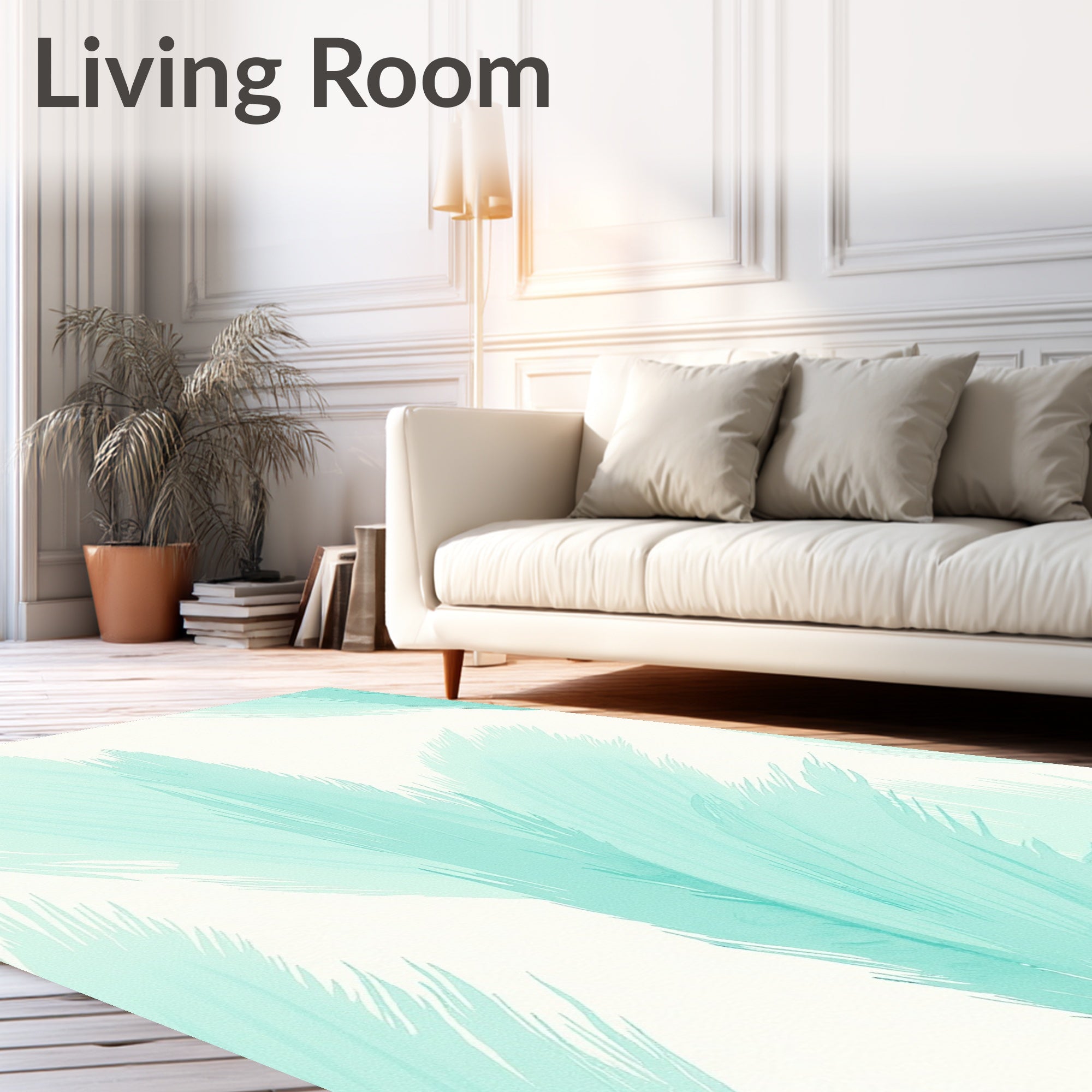 Light Aqua Feather Cascade Rug