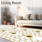 Golden Hexagon with Peace Medallions Rug