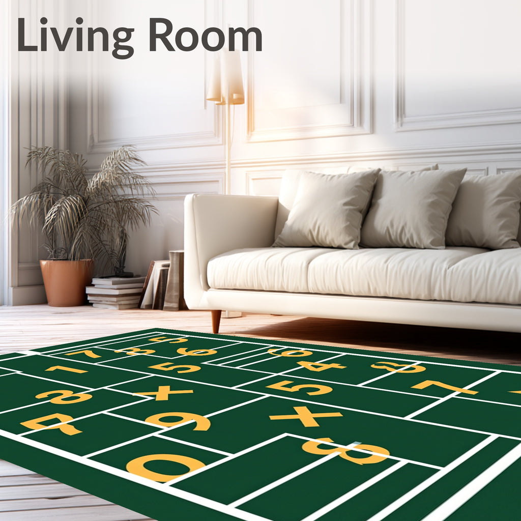Green Geometric Number Layout Rug