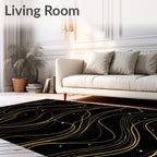 Golden Swirls on Starry Night Sky Rug