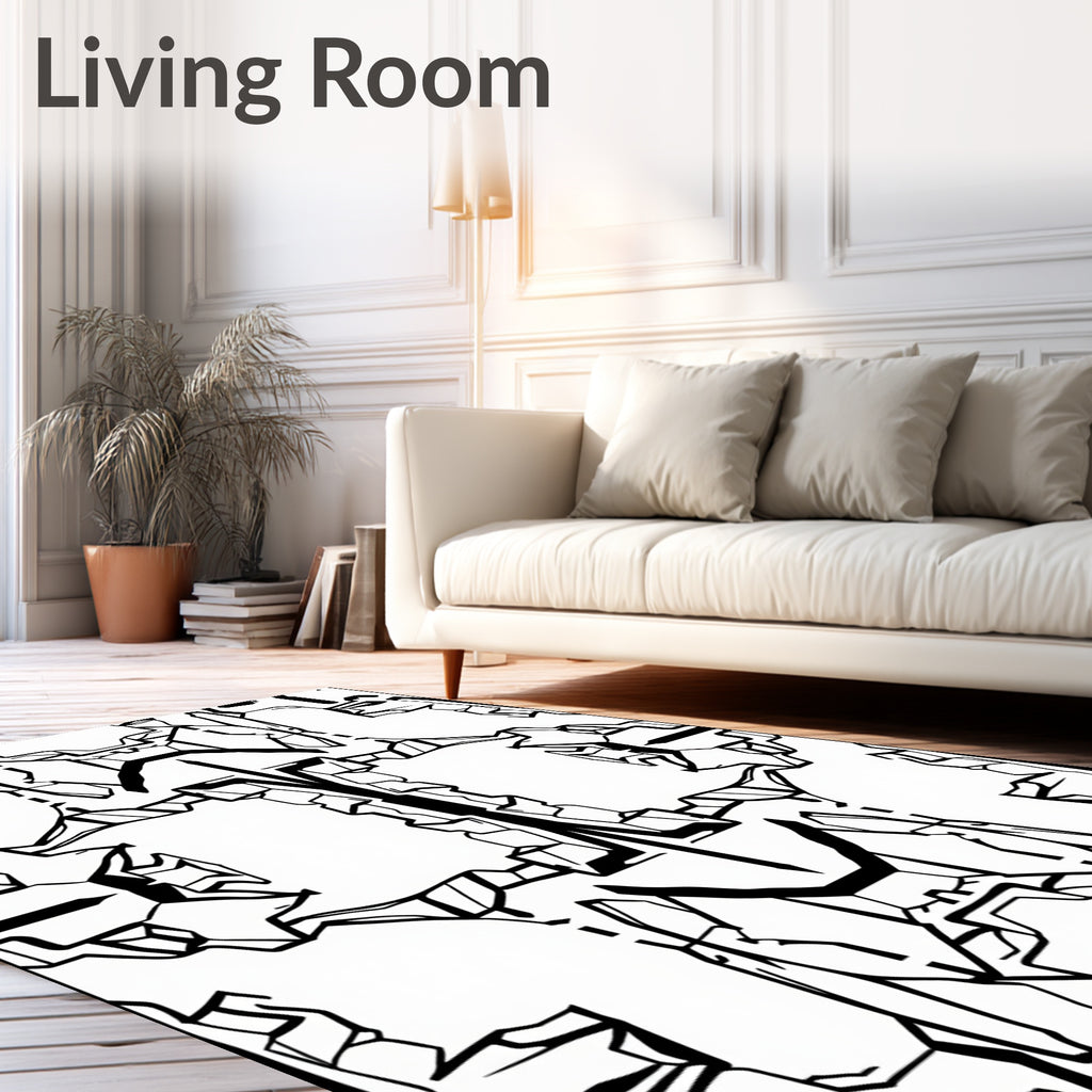 Black and White Geometric Armor Design Rug