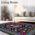 Vibrant Skeleton Floral Mandala Rug