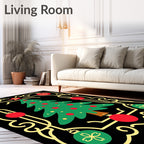 Festive Christmas Tree Ornate Border Rug
