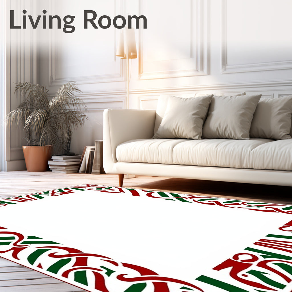 Crimson Green Intertwined Celtic Knot Border Rug