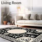 Black Ivory Ornamental Medallion Center Rug