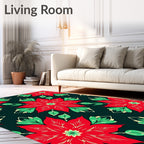 Crimson Poinsettia Garden Floral Rug