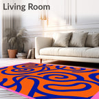 Vivid Orange Swirls Abstract Rug