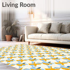 Golden Blue Interlocking Shapes Rug