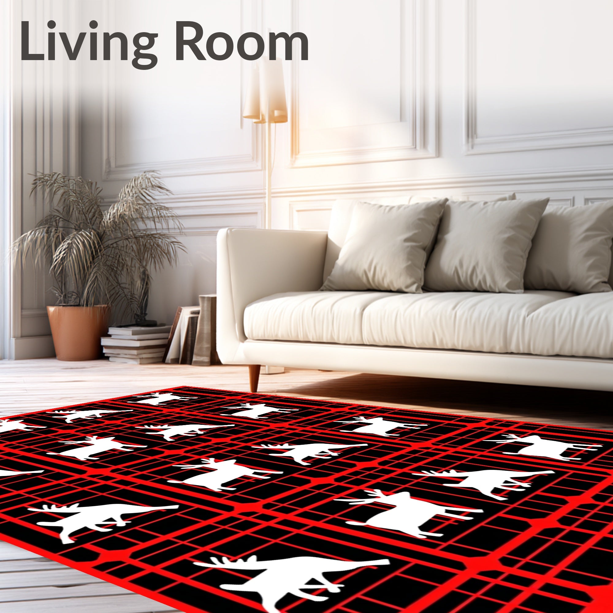 Retro Scarlet Deer Plaid Rug