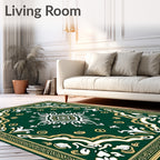 Emerald Symmetrical Floral Border Medallion Rug
