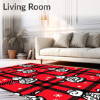 Red Buffalo Plaid Snowman Snowflakes Rug