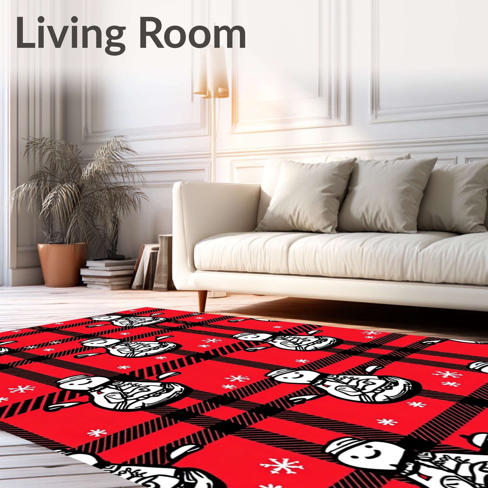 Red Buffalo Plaid Snowman Snowflakes Rug