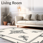 Elegant Beige Scrollwork Medallion Rug