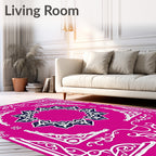 Fuchsia Starburst Medallion Corner Accents Rug