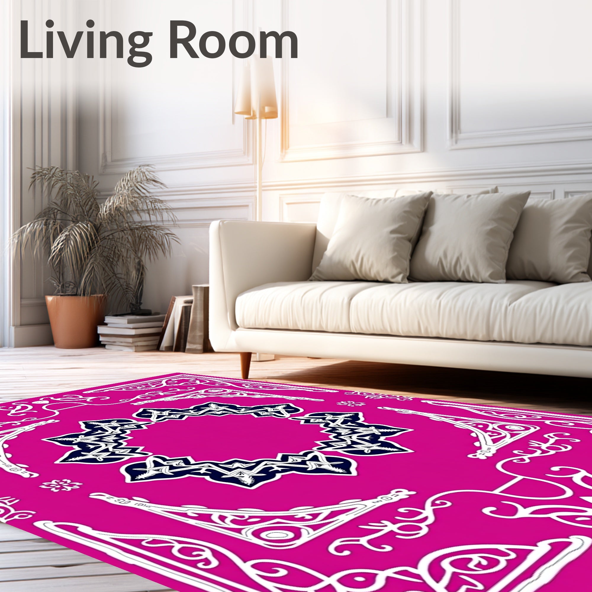 Fuchsia Starburst Medallion Corner Accents Rug