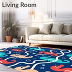 Playful Coral Teal Peach Seahorse Waters Rug