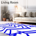 Bold Blue Abstract Geometric Lines Rug