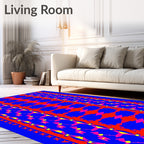 Bold Blue Red Geometric Stairway Rug