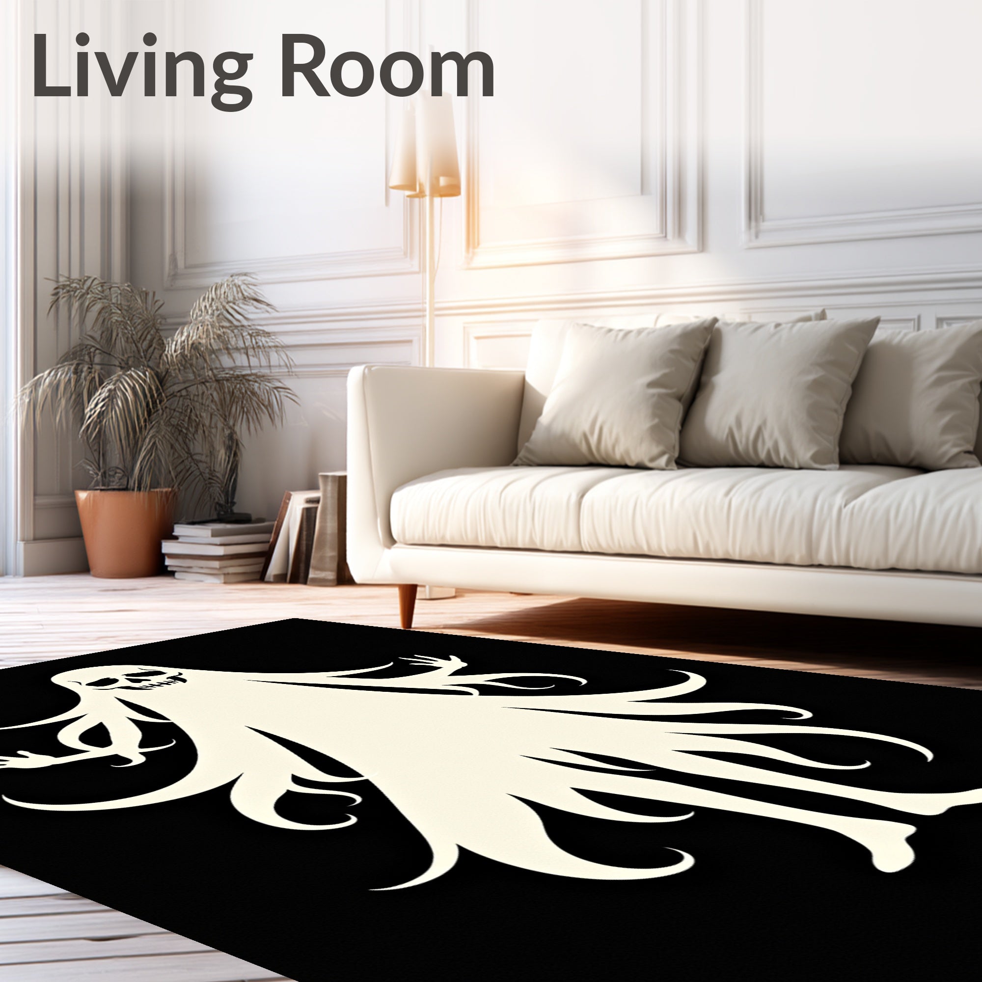 Spooky Ghostly Skeleton Silhouette Rug
