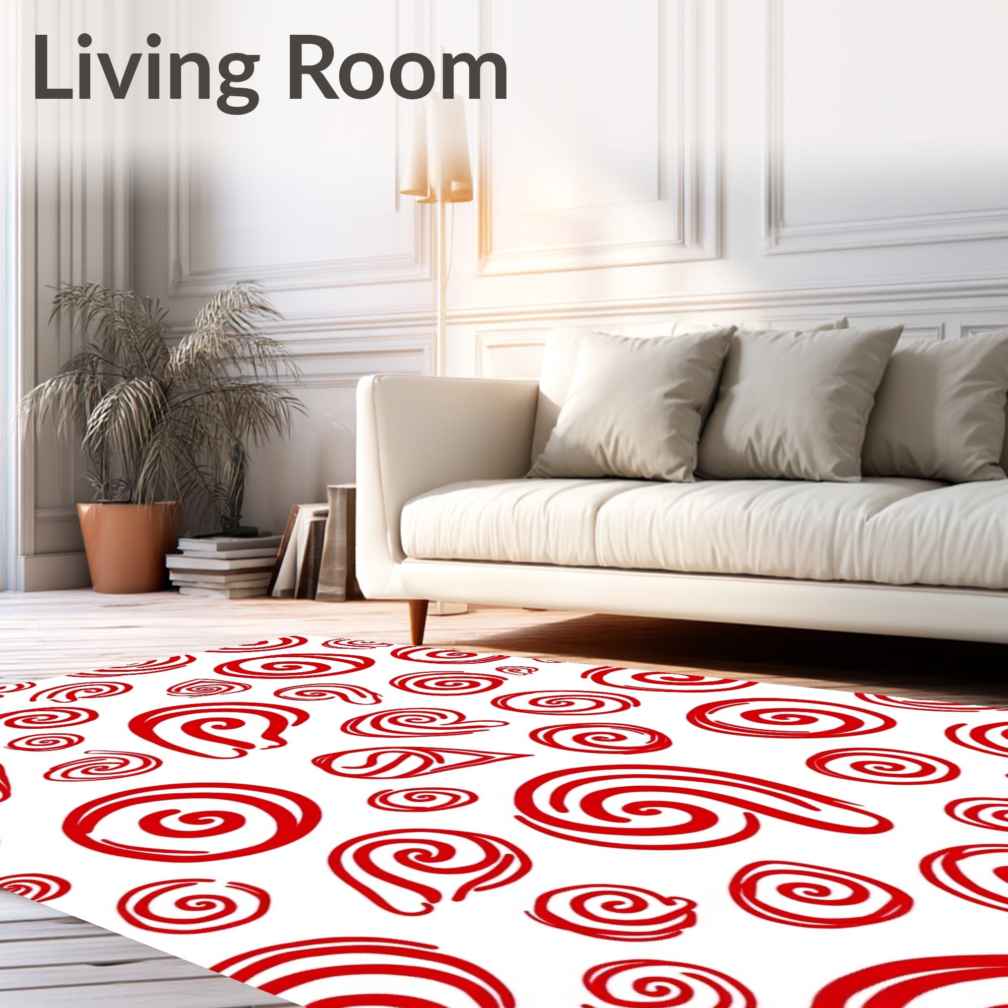 Red Swirls Infinite Scroll Rug
