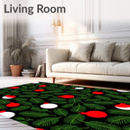 Festive Green Pine Bauble Arrangement Rug