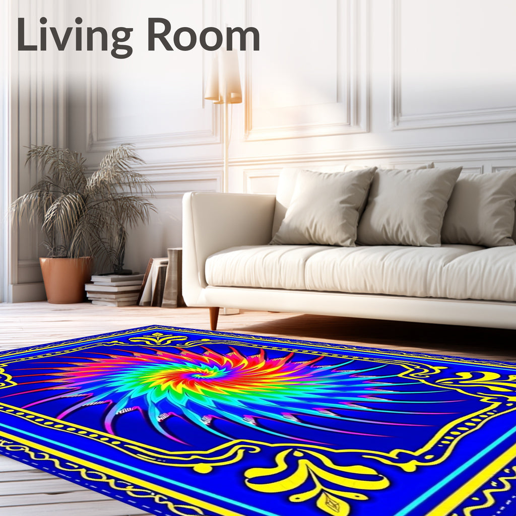 Vibrant Rainbow Spiral Swirl Rug