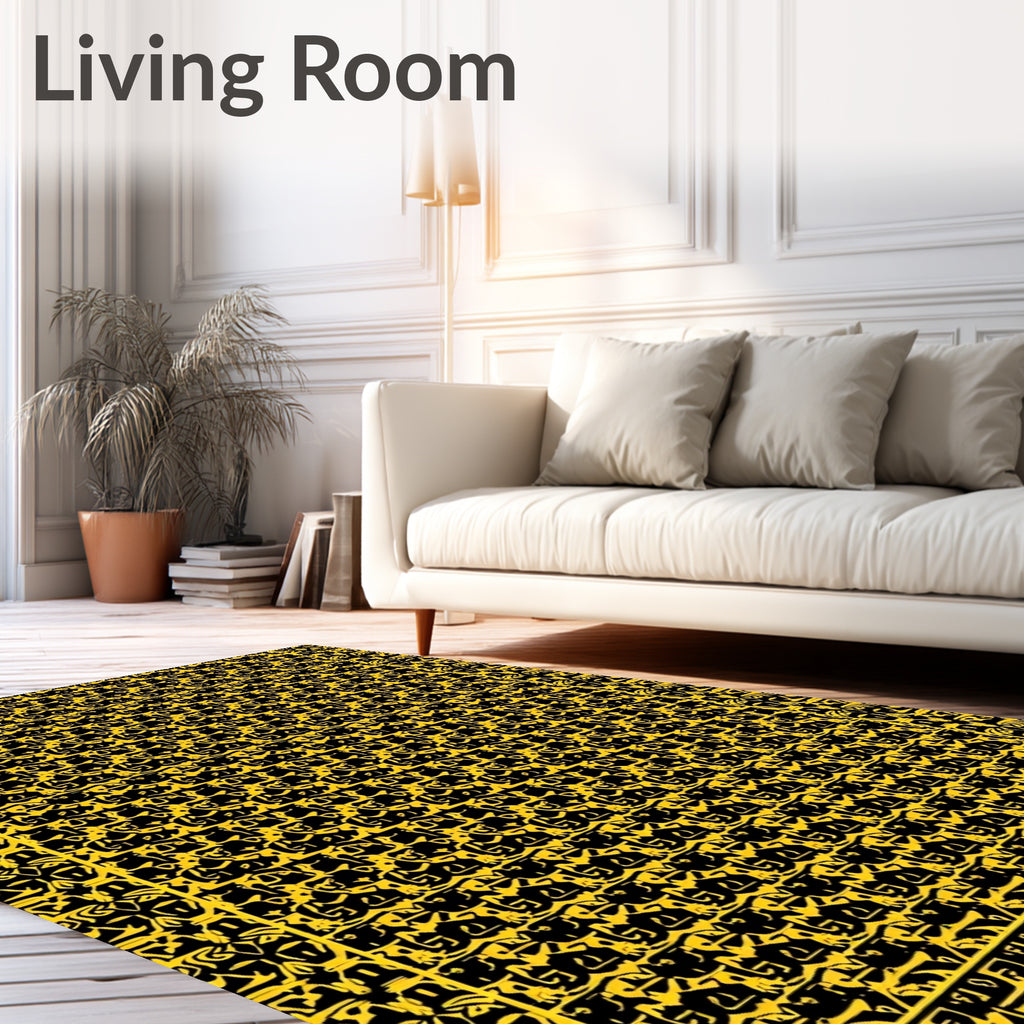 Bold Yellow Organic Lattice Rug