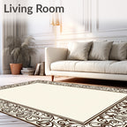 Dark Chocolate Art Nouveau Border Rug