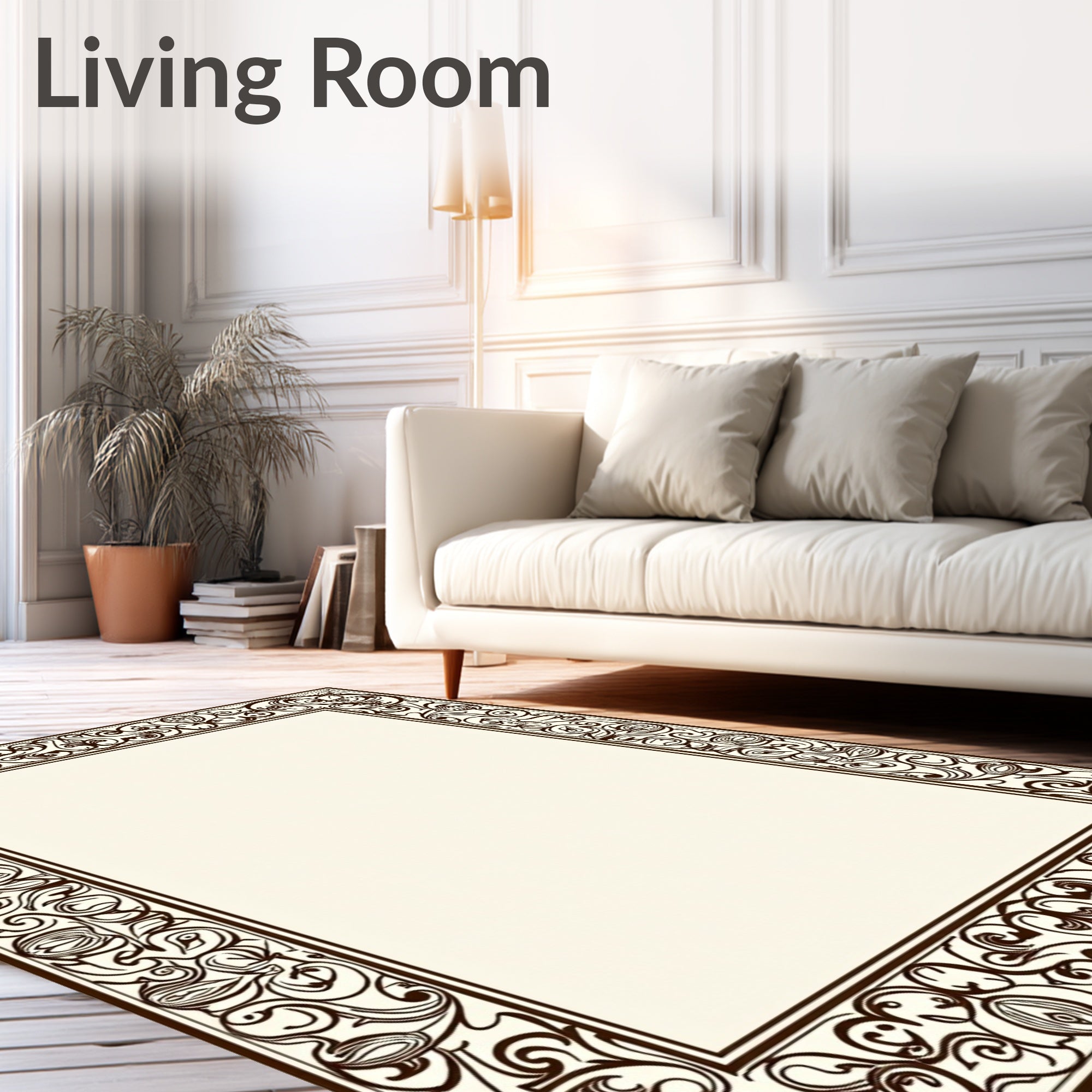 Dark Chocolate Art Nouveau Border Rug