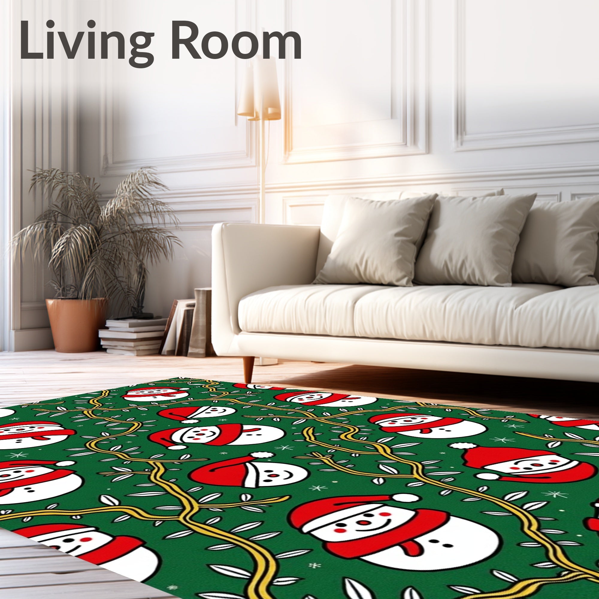 Festive Snowman Red Scarf Garland Rug
