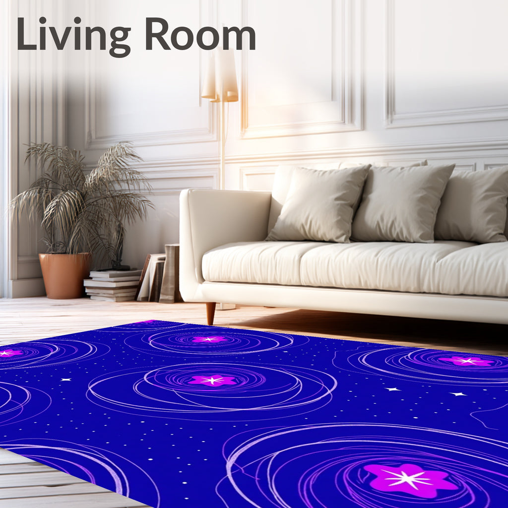 Vibrant Magenta Starry Swirl Rug