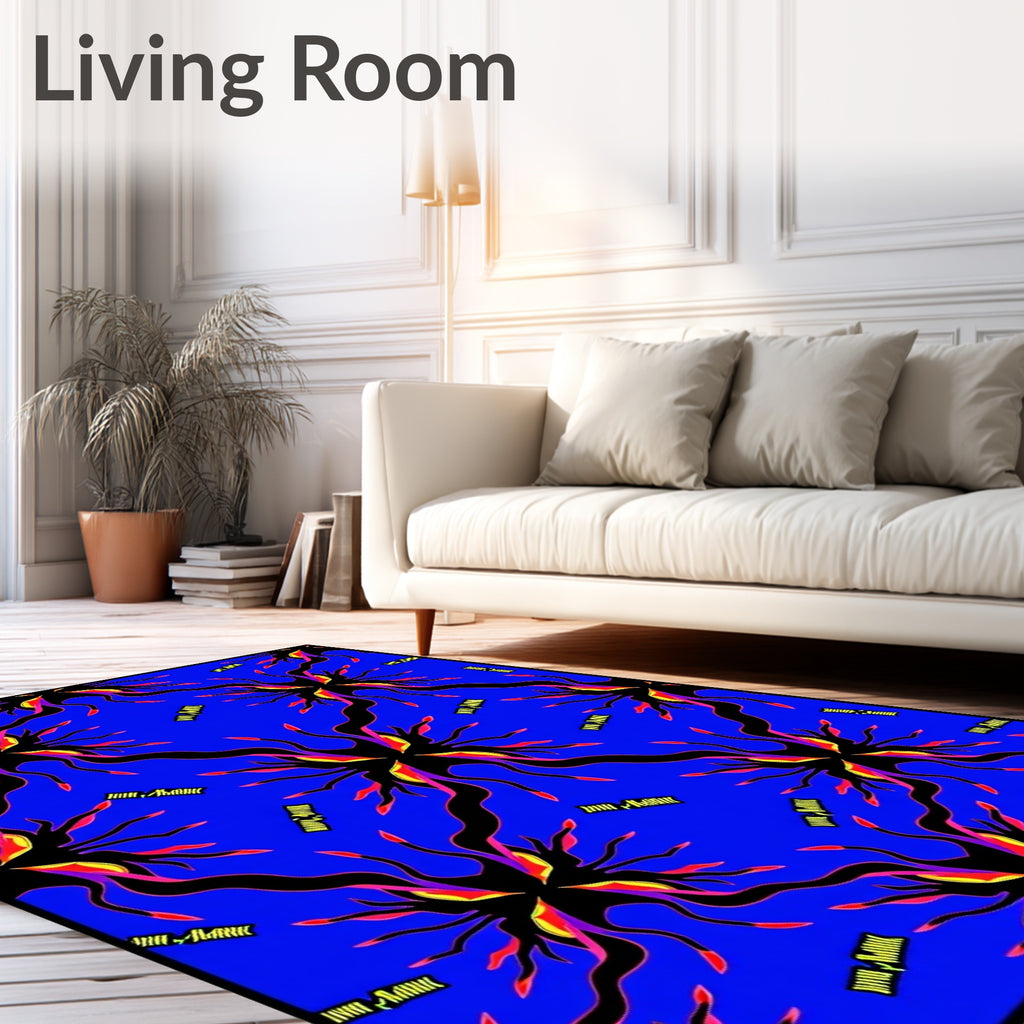 Electric Blue Psychedelic Sprout Rug