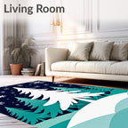 Winter Wonderland Snowy Tree Forest Rug