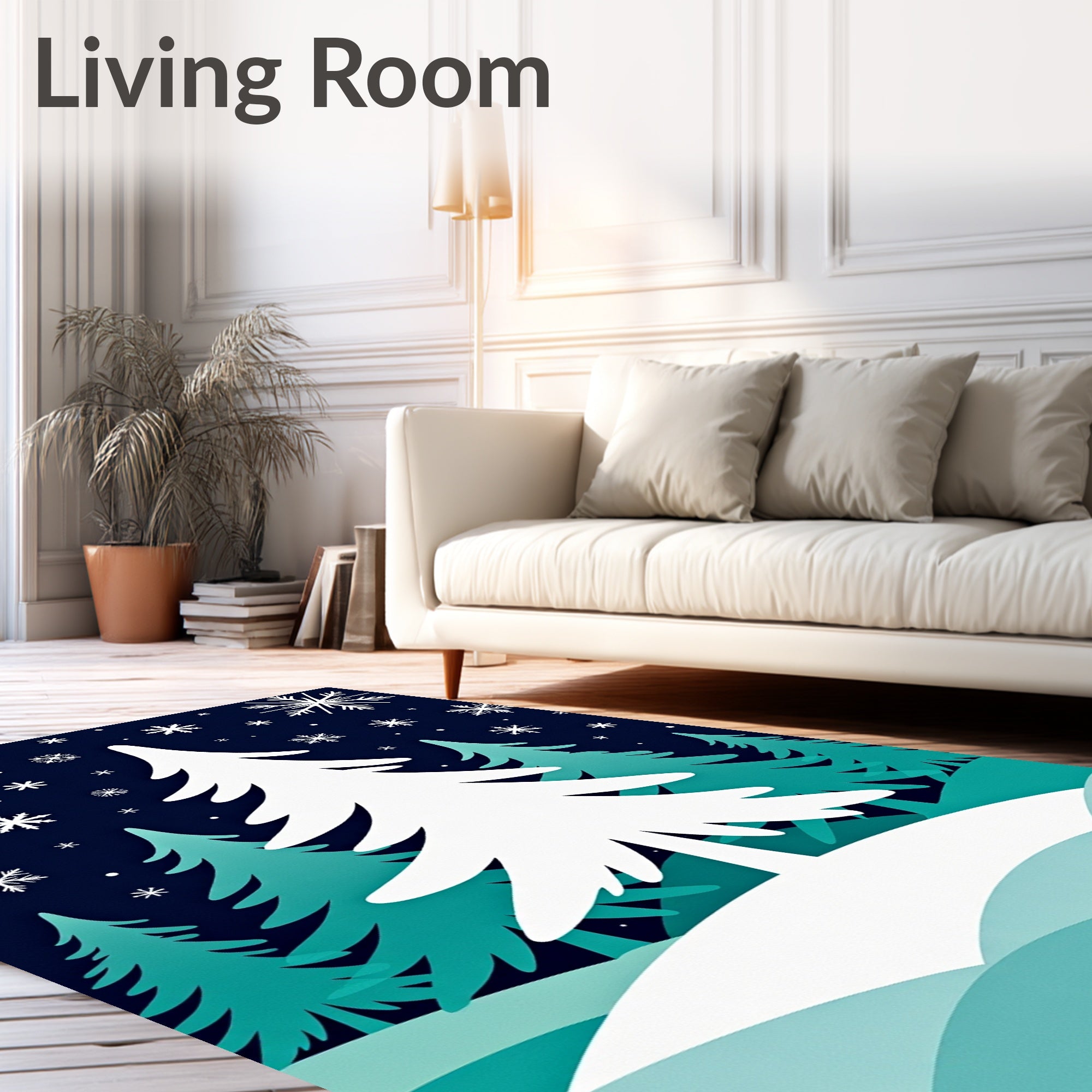 Winter Wonderland Snowy Tree Forest Rug