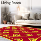 Crimson and Gold Lantern Motif Rug