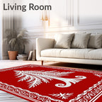 Crimson White Pine Tree Bordered Rug