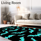 Aqua Bats Flying Halloween Night Rug