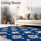 Regal White Blue Crested Medallion Rug
