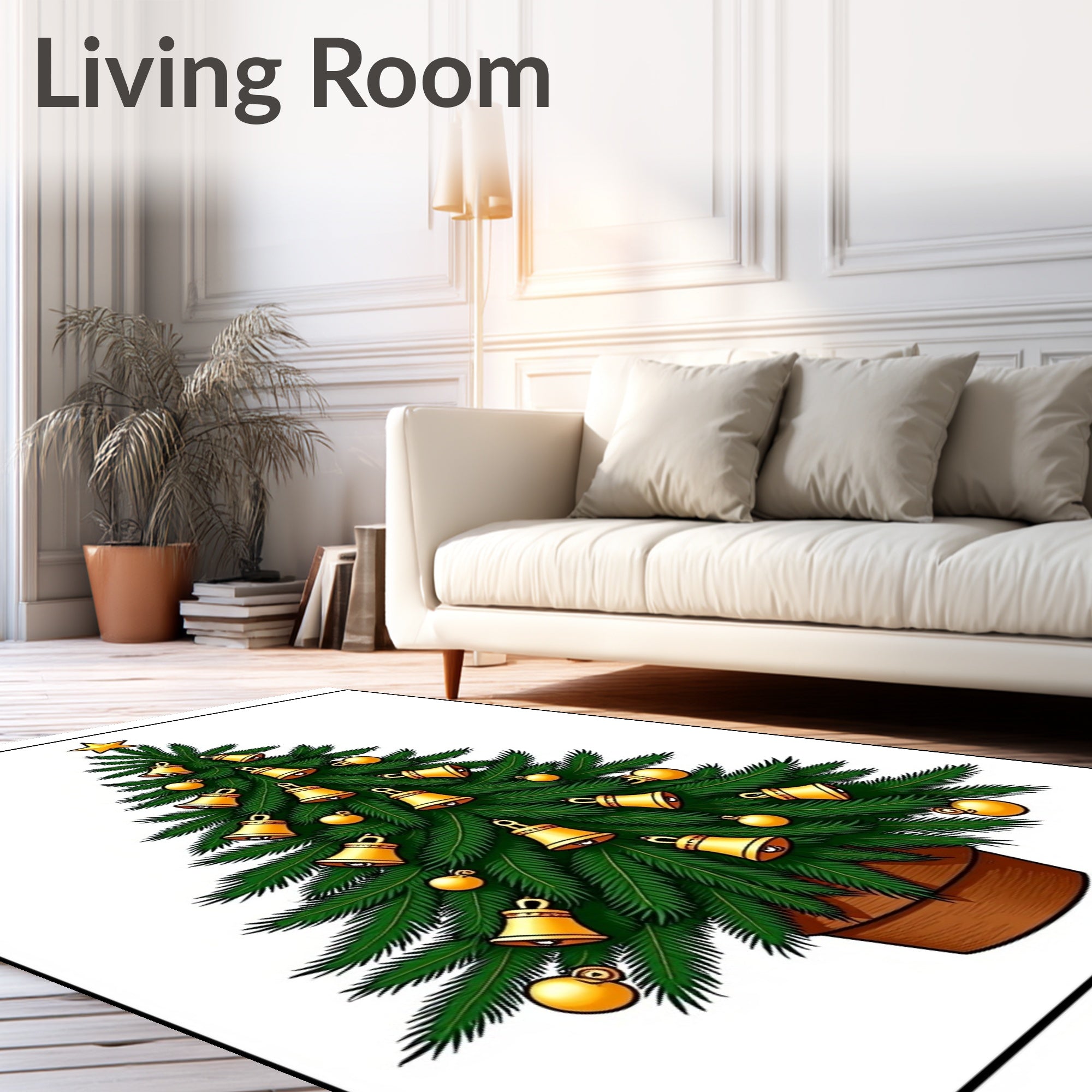 Golden Bells Festive Christmas Tree Rug