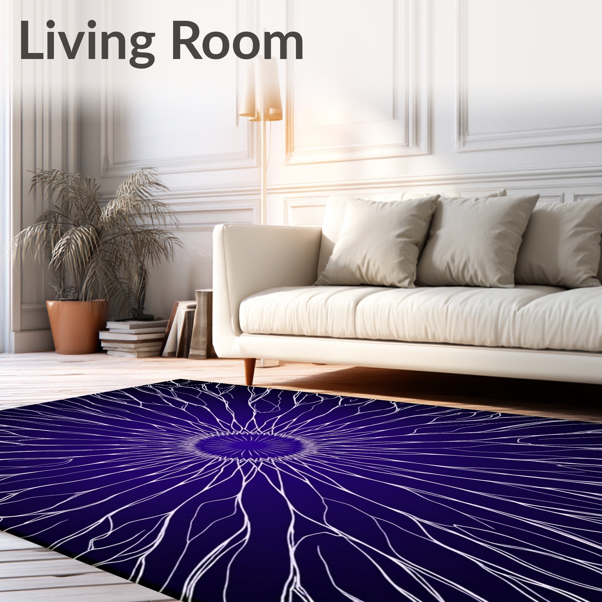 Deep Indigo Starburst Radial Rug