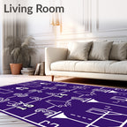 Bold Purple Geometric Number Grid Rug