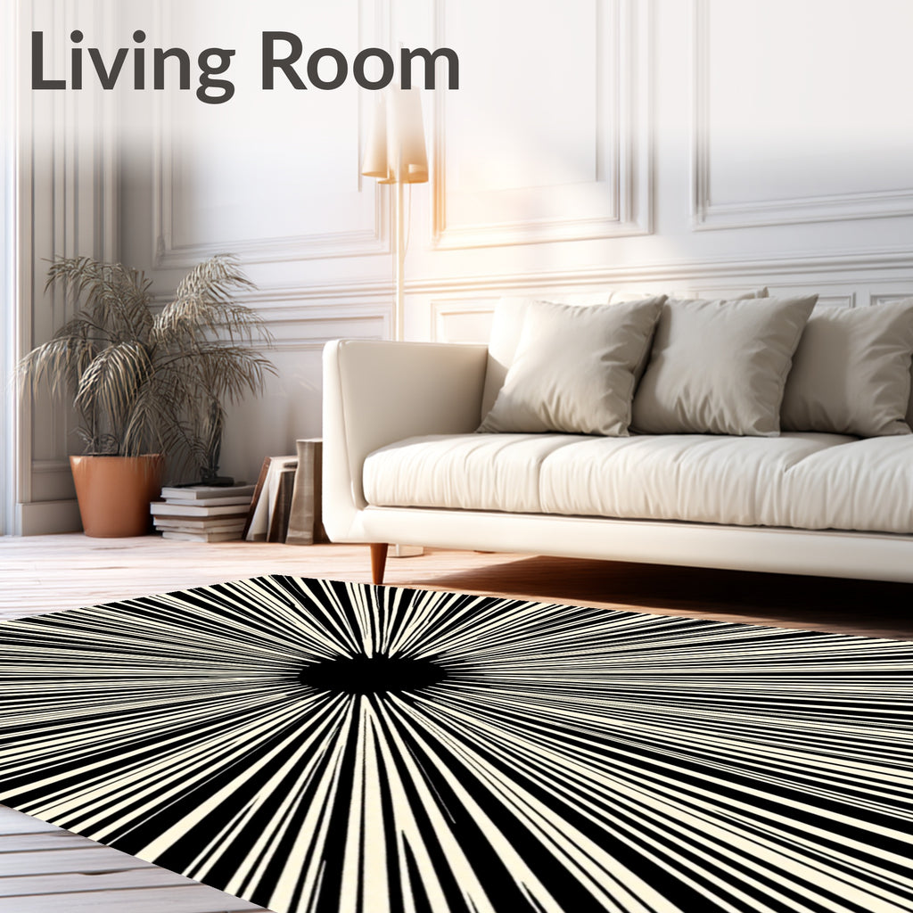 Bold Black Sunburst Radiance Rug