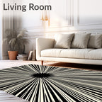 Bold Black Sunburst Radiance Rug